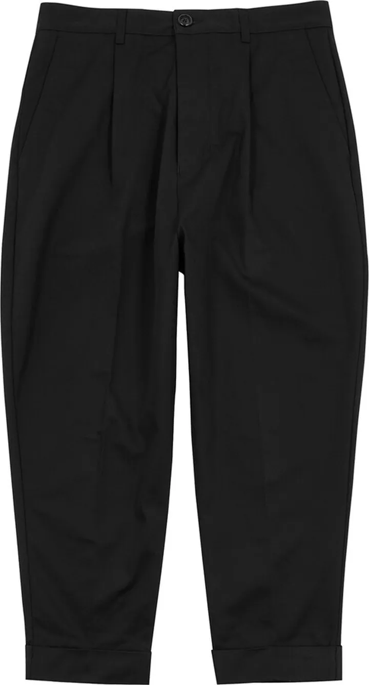 Ami Paris Tapered Cropped Cotton Trousers