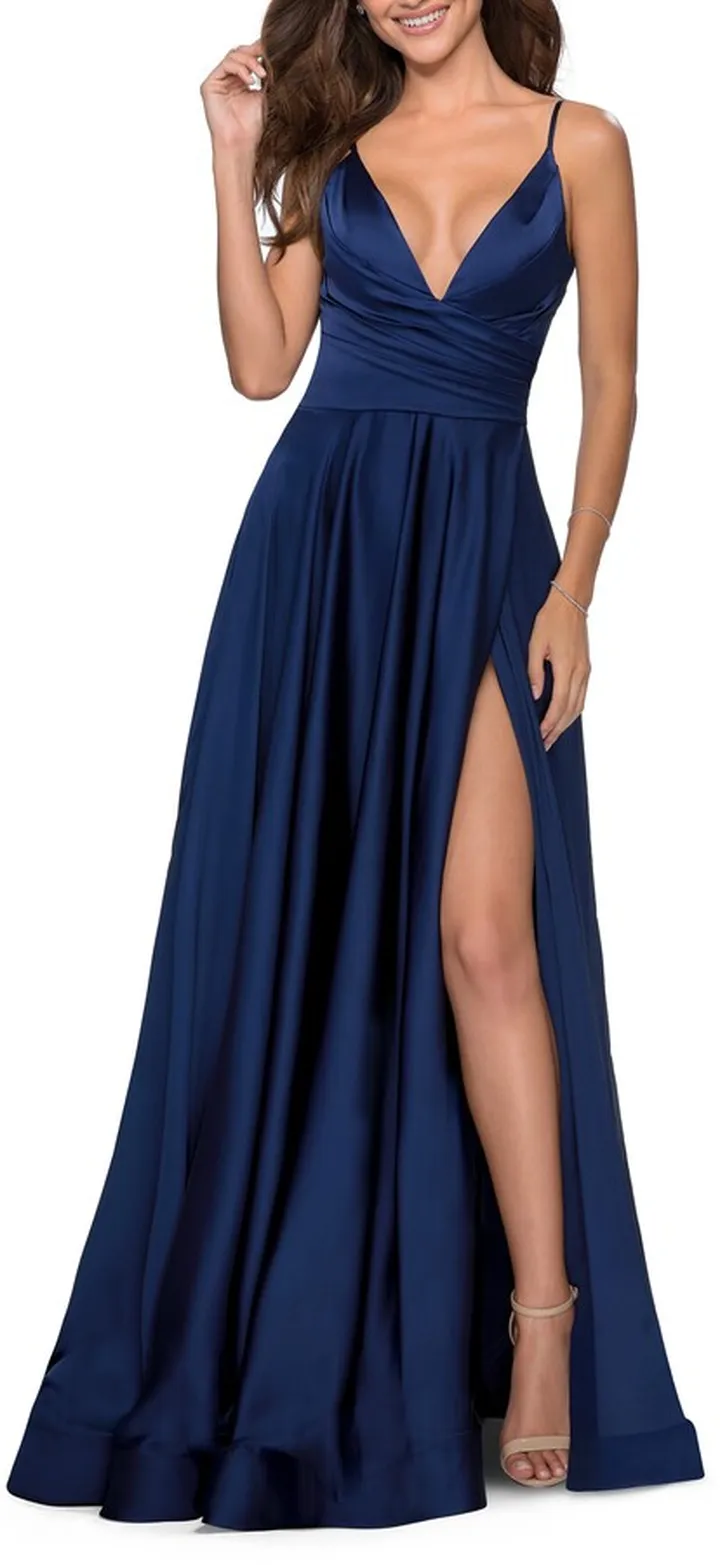 Strappy Back Satin Ballgown
