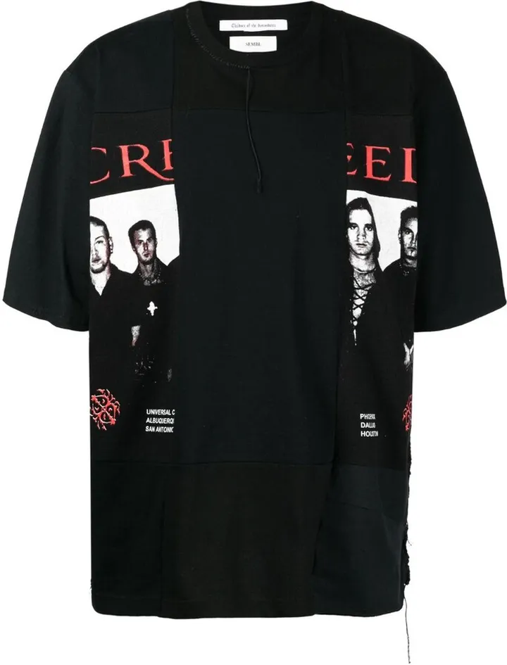 graphic-print panelled cotton T-shirt
