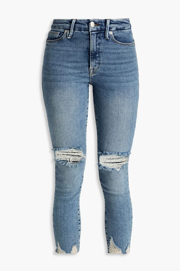 Good Waist cropped distressed high-rise skinny jeans