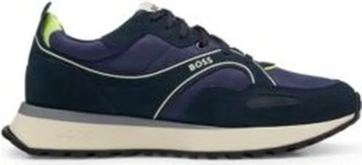 Mixed-material low-top trainers with branded details