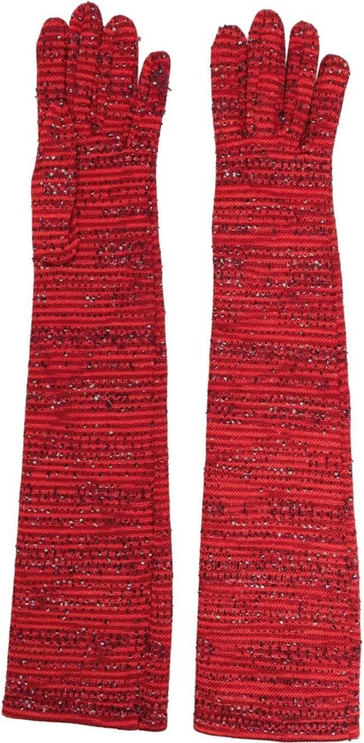 Striped Knitted Long Gloves