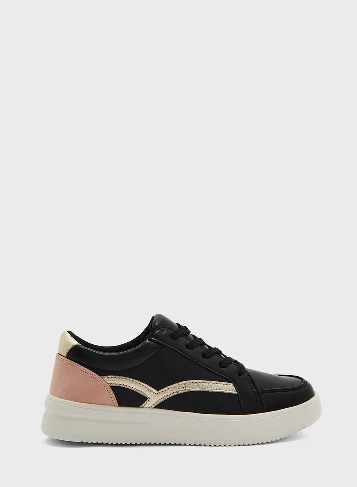 Metallic Detail Stacked Sole Sneaker