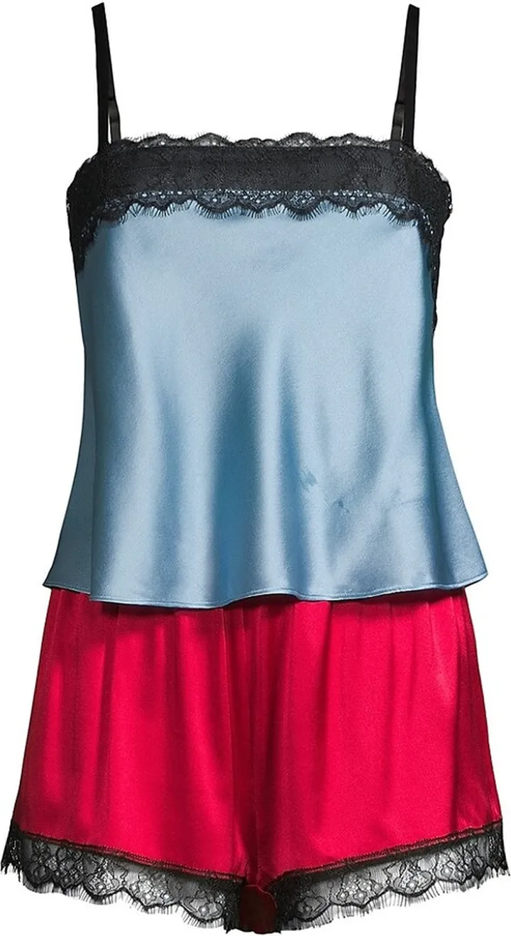Cleo Lace-Trimmed Satin Pajama Set