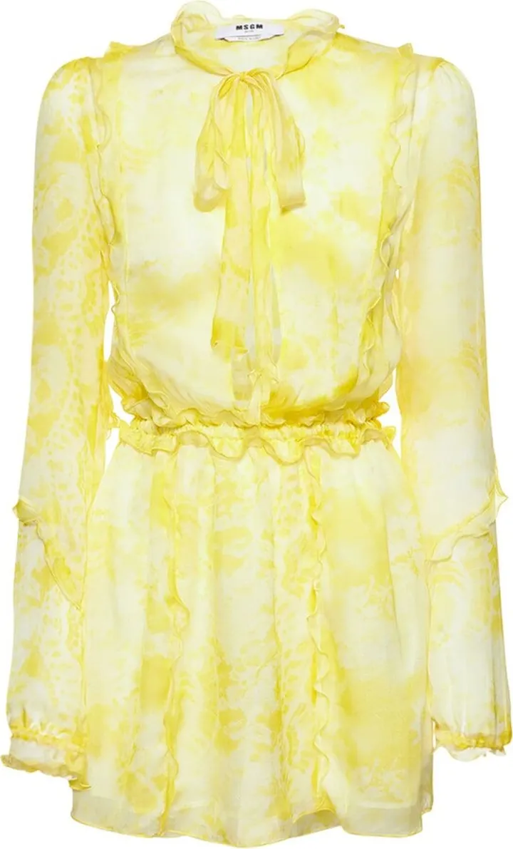Printed silk mini dress