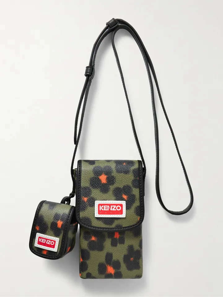 Discover Floral-Print Faux Leather Phone Pouch