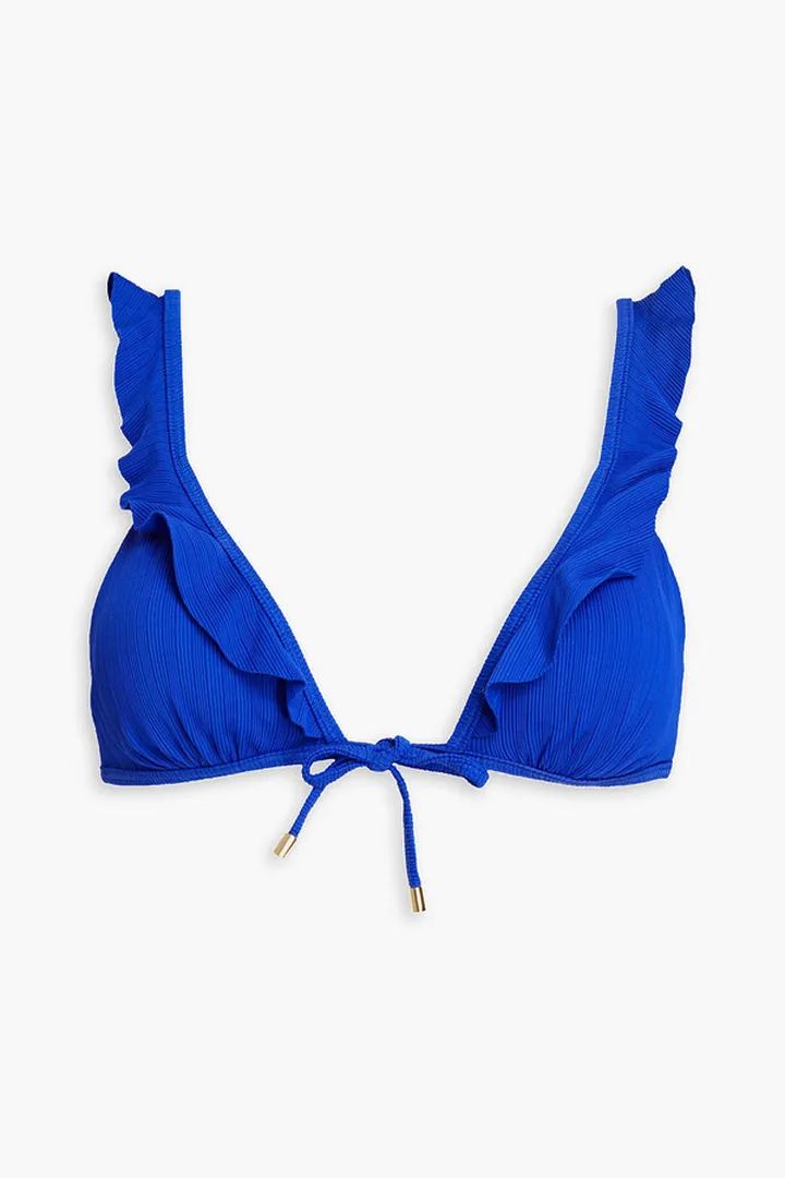 Milano ruffled plissé triangle bikini top