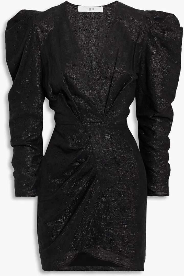 Harris wrap-effect metallic cotton-blend mini dress