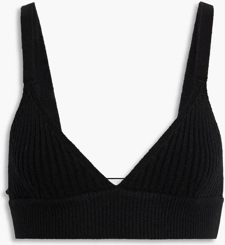 Ribbed cashmere-blend bra top