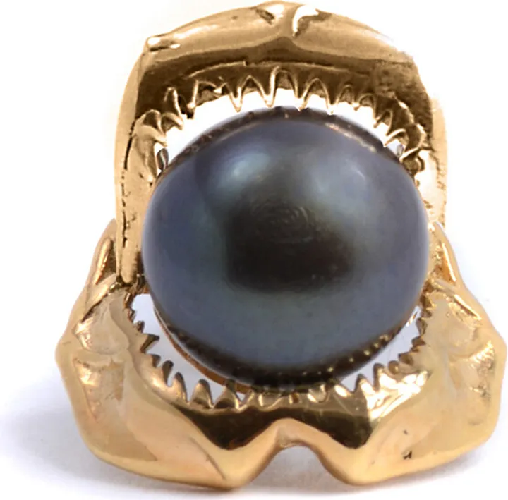 Lee Renee - Shark Jawbone Tie Pin Pearl & Gold