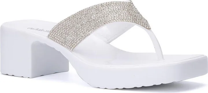 Suzzie Womens Rhinestone Slip On Thong Sandals