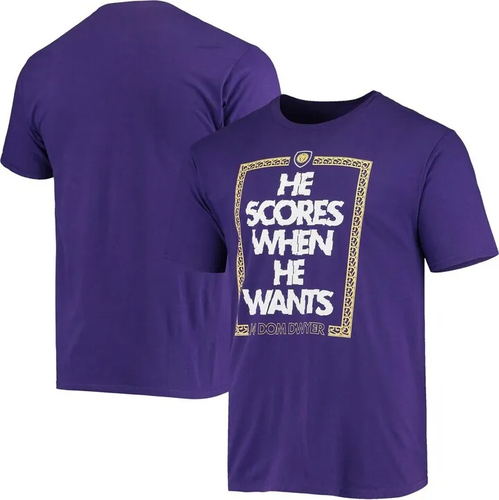 Men's Fanatics Branded Purple Dom Dwyer Orlando City Sc Cotton Want Score T-shirt