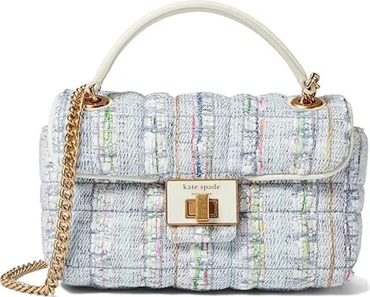 Kate Spade New York Evelyn Quilted Tweed Small Shoulder Crossbody (Multi) Handbags