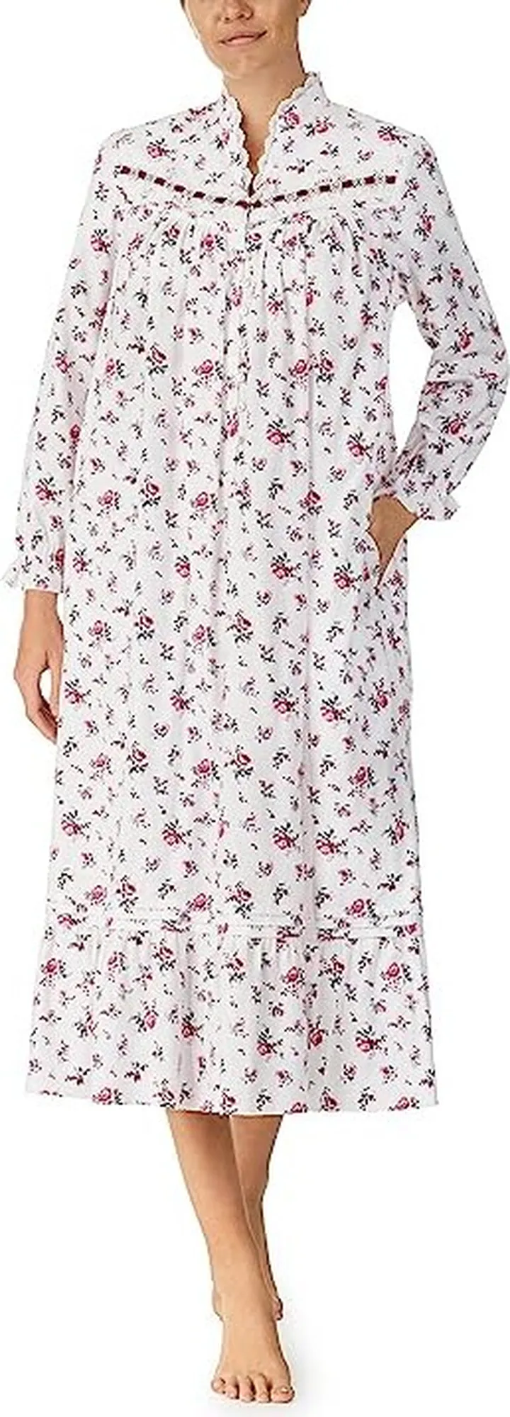 Eileen West Long Sleeve High Neck Gown (Floral) Women's Pajama
