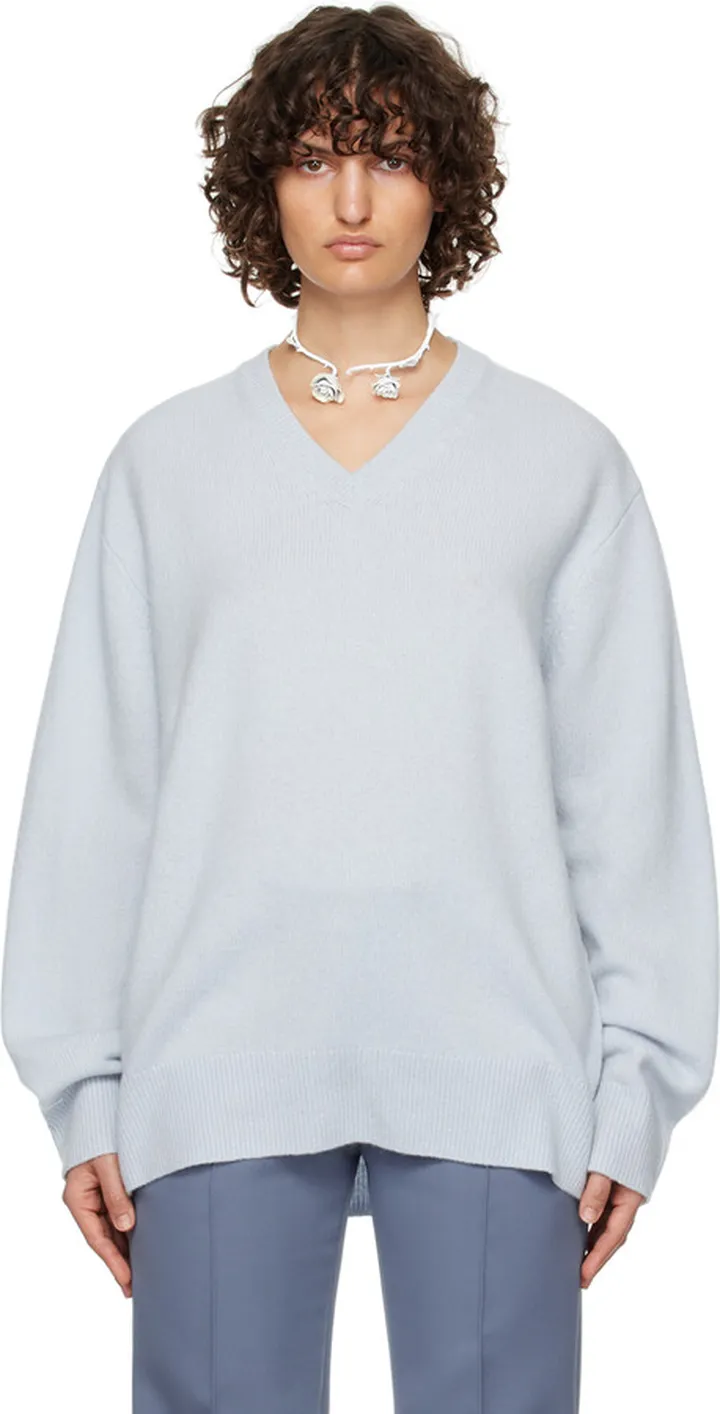 Acne Studios Blue V-Neck Sweater