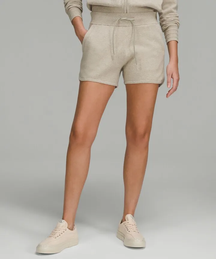 Cotton-Cashmere Knit High-Rise Shorts 4"