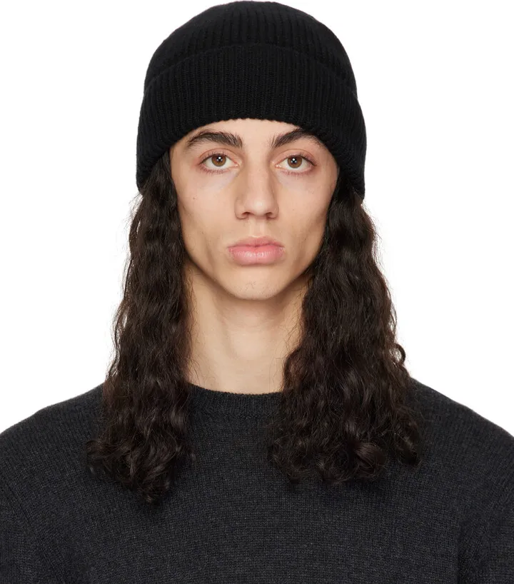 Ralph Lauren Purple Label Black Classic Beanie