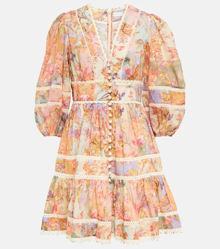 Cira Lantern floral minidress