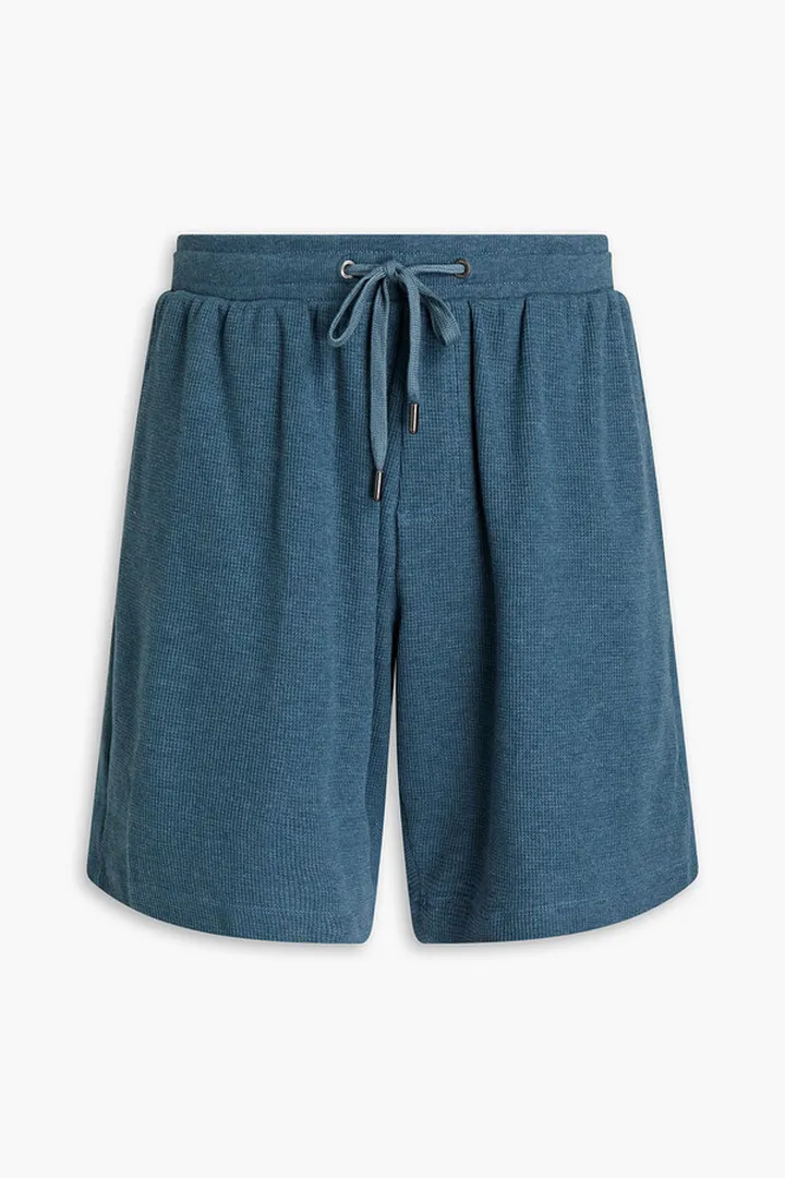 Waffle-knit cotton-blend shorts