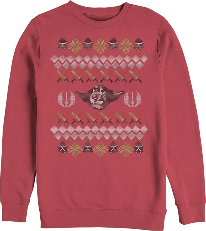 Men's Star Wars Ugly Christmas Yoda Sweatshirt - Red - Medium