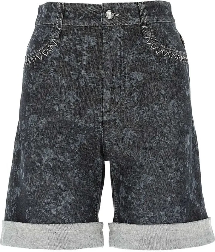 Chloé Floral Print Denim Shorts