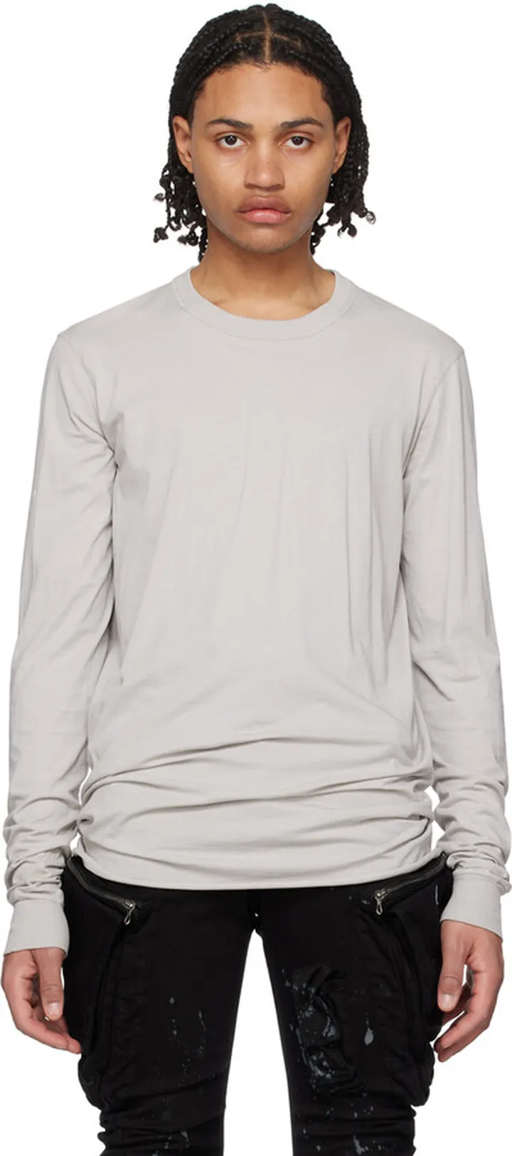 11 by Boris Bidjan Saberi Gray LS1B Long Sleeve T-Shirt