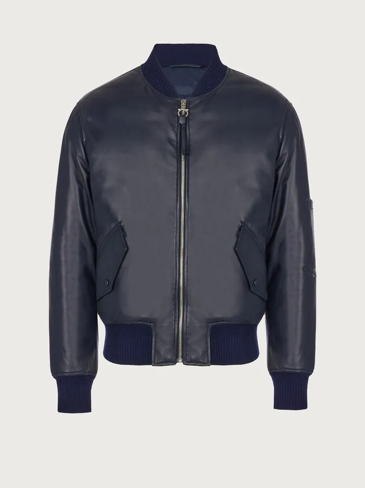 Ferragamo Men Nappa blouson Blue