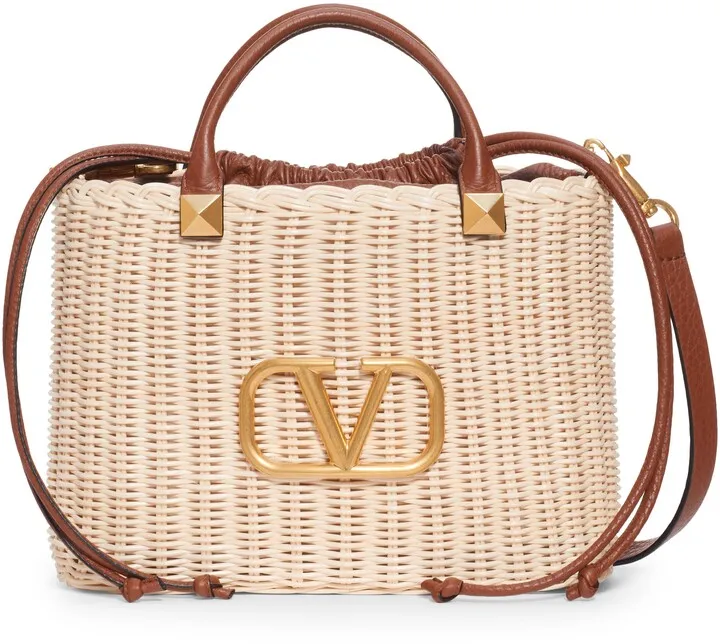 VLOGO Small Straw Basket Bag