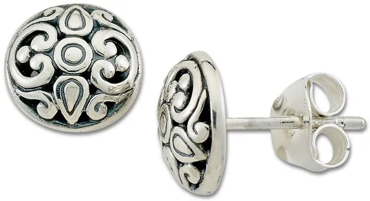 Sterling Silver Balinese Design Stud Earrings