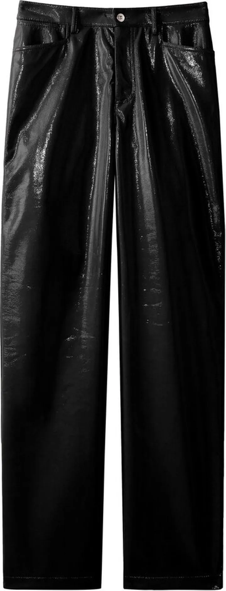 Lacquered-Effect Straight-Leg Trousers