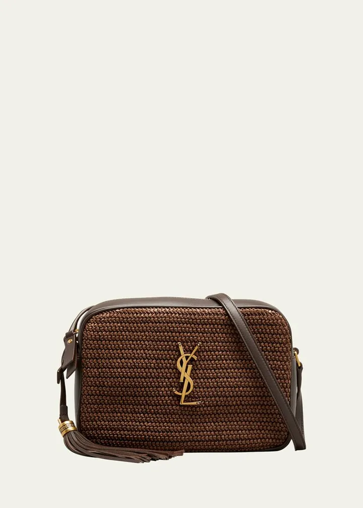 Lou Medium YSL Monogram Raffia Camera Bag