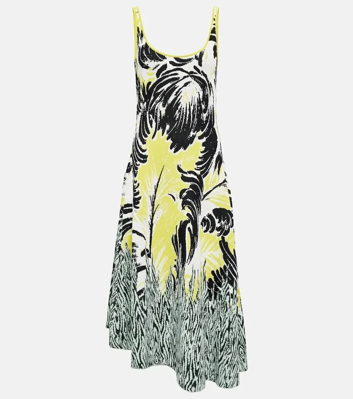 Jacquard asymmetric midi dress