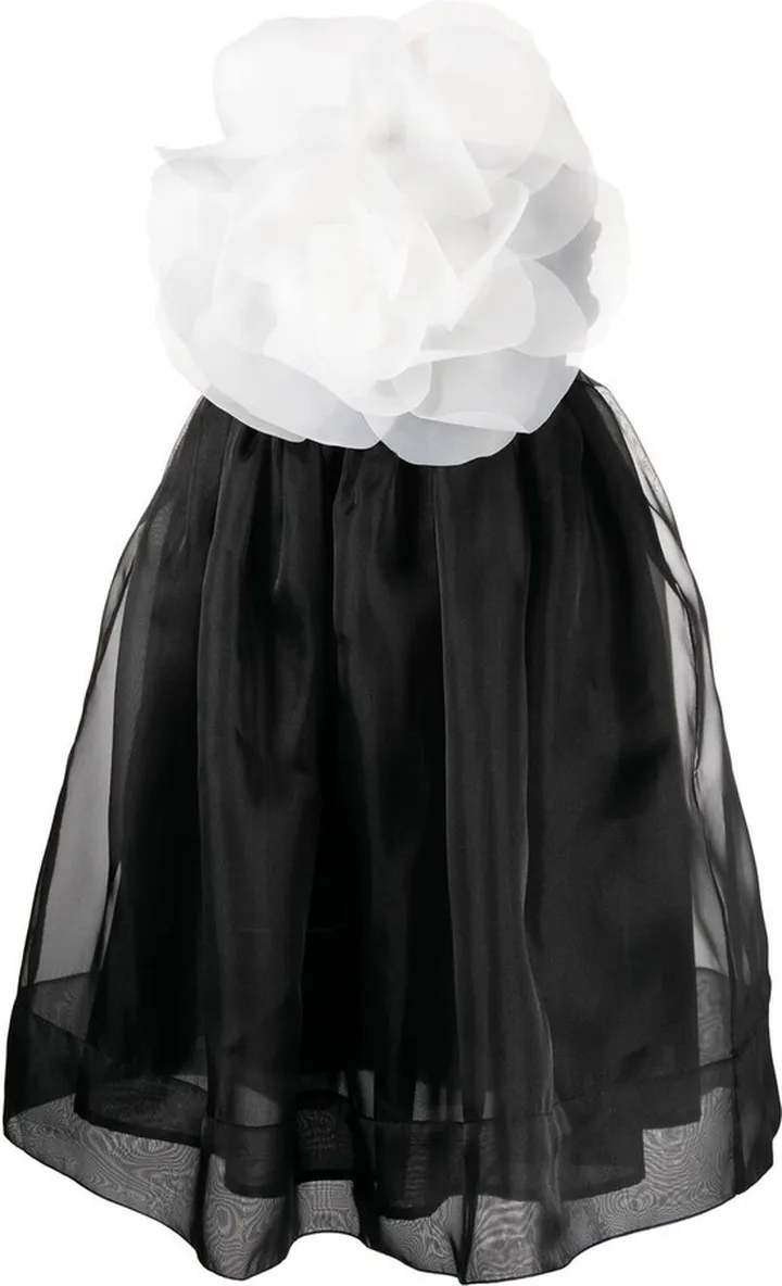 Floral-Appliqué Tulle Dress