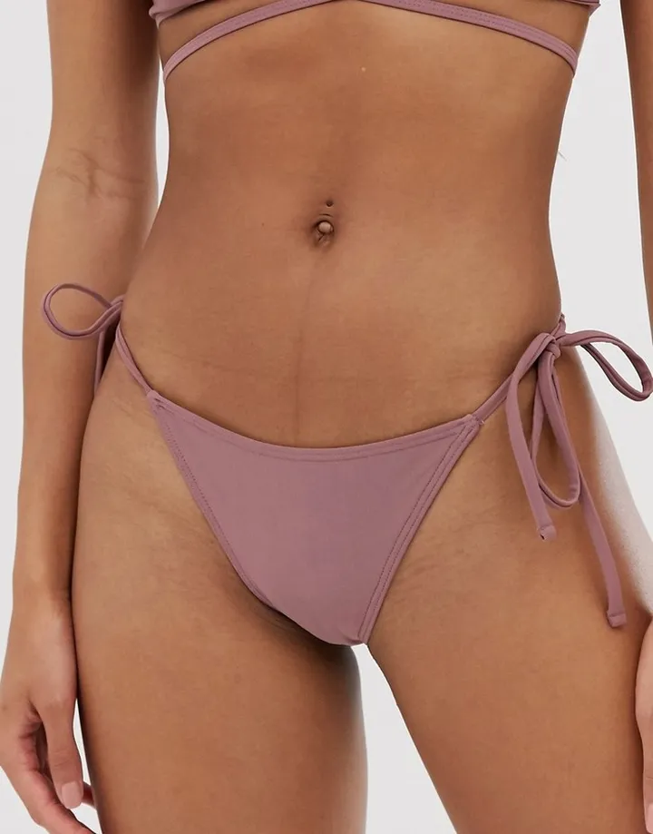 ASOS DESIGN tie side bikini bottom in mauve