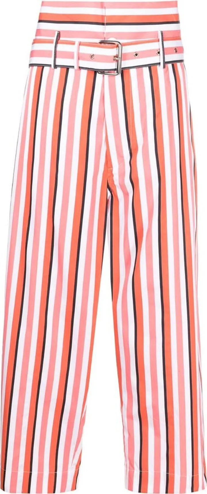 Striped High-Waisted Cropped Trousers