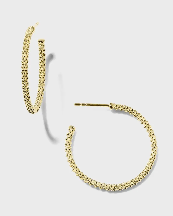 25mm 18K Gold Caviar Hoop Earrings
