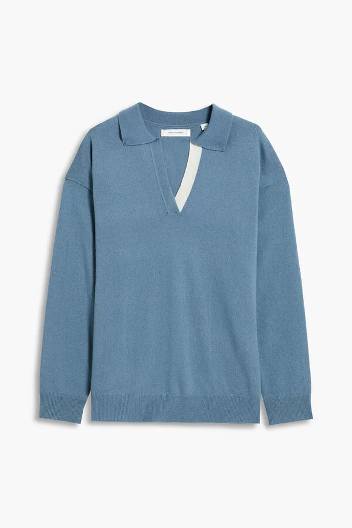 Two-tone wool and cashmere-blend sweater