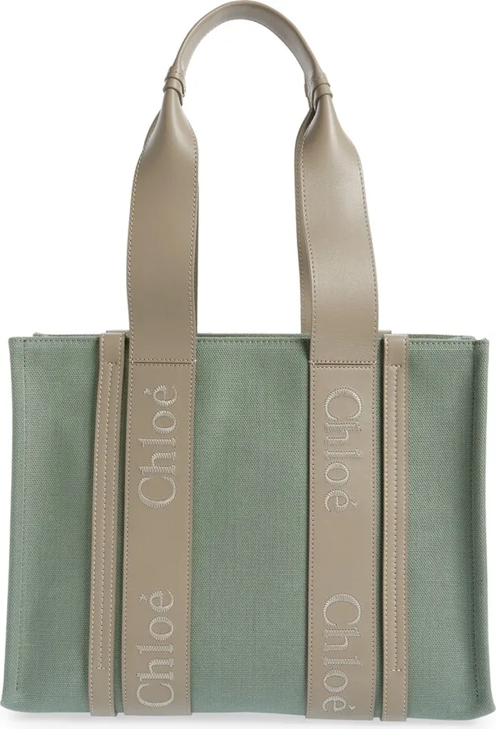 Medium Woody Linen & Leather Tote