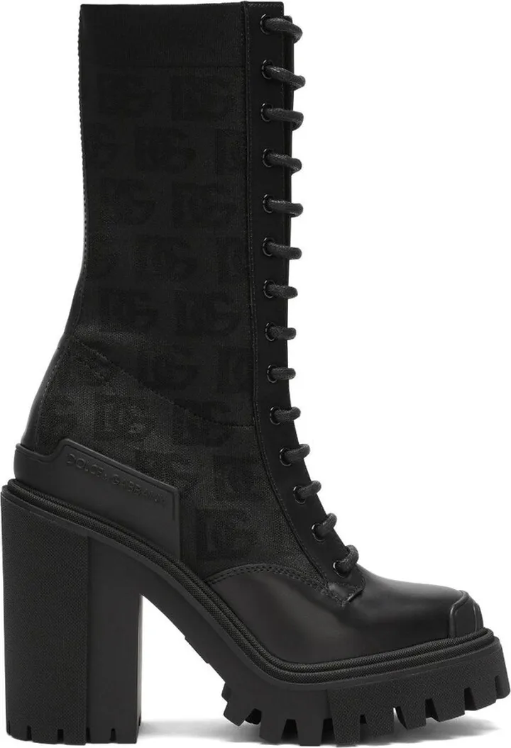 Logo-Jacquard Lace-Up Boots