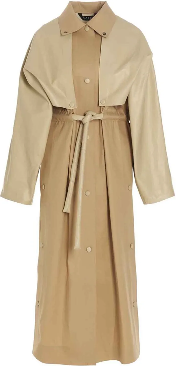 'cape Drawstring Long Spaghetti Belt Trench Coat