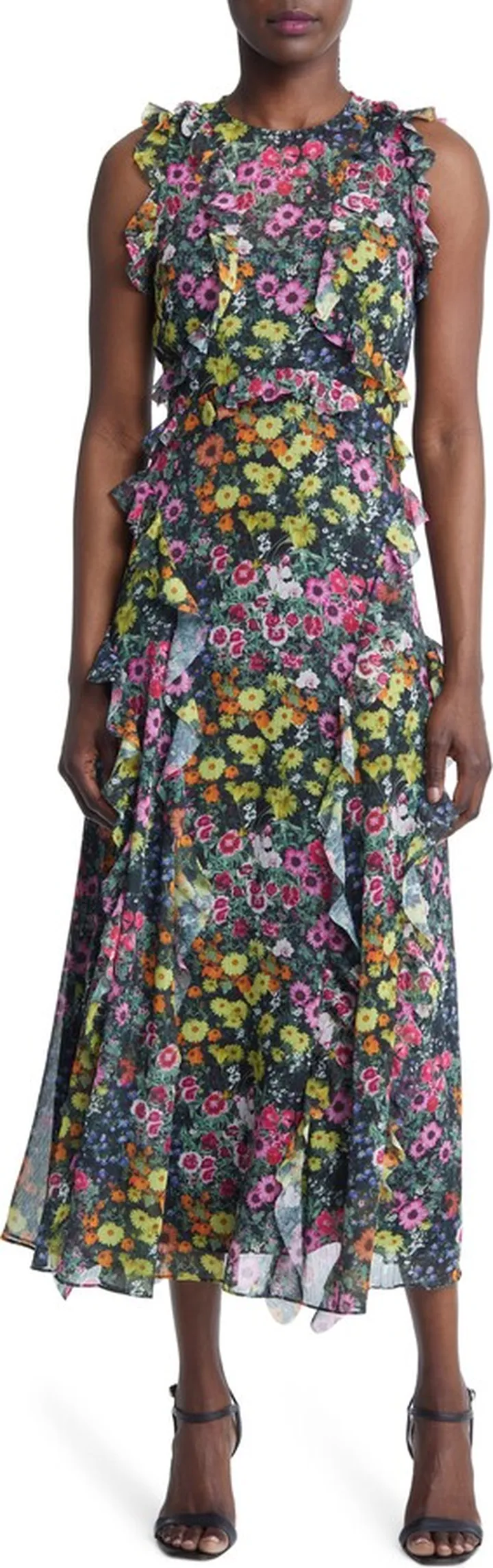 Gloriha Waterfall Floral Sleeveless Midi Dress