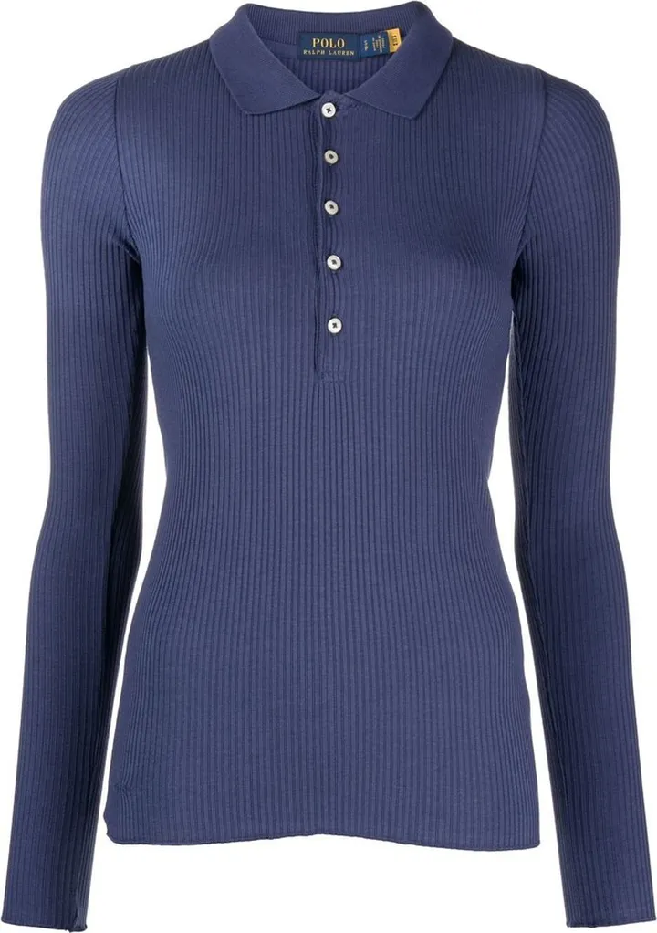 Long-Sleeve Knitted Polo Shirt