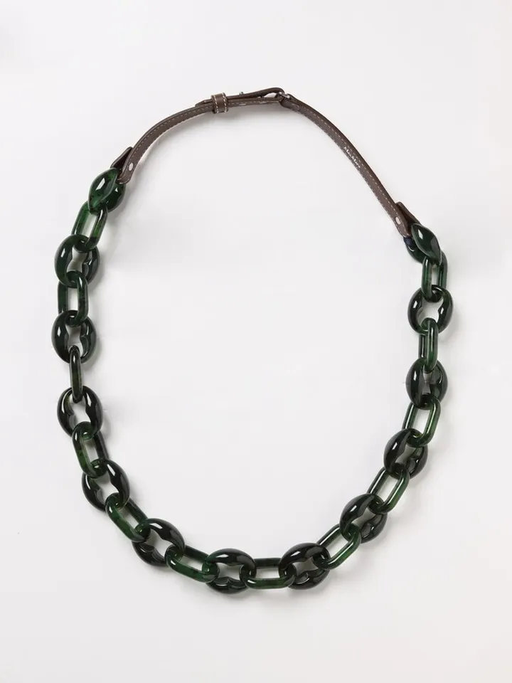 S Max Mara resin and leather necklace