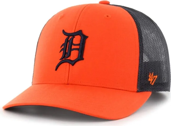 Men's '47 Brand Orange Detroit Tigers Secondary Trucker Snapback Hat