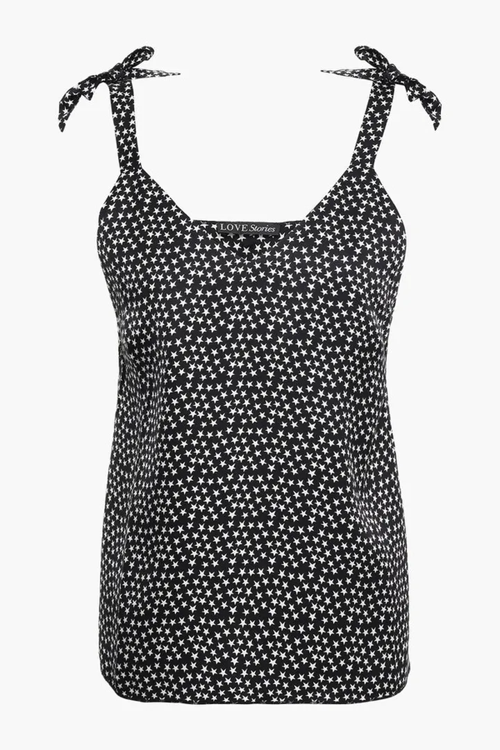 Cara bow-embellished printed twill pajama top