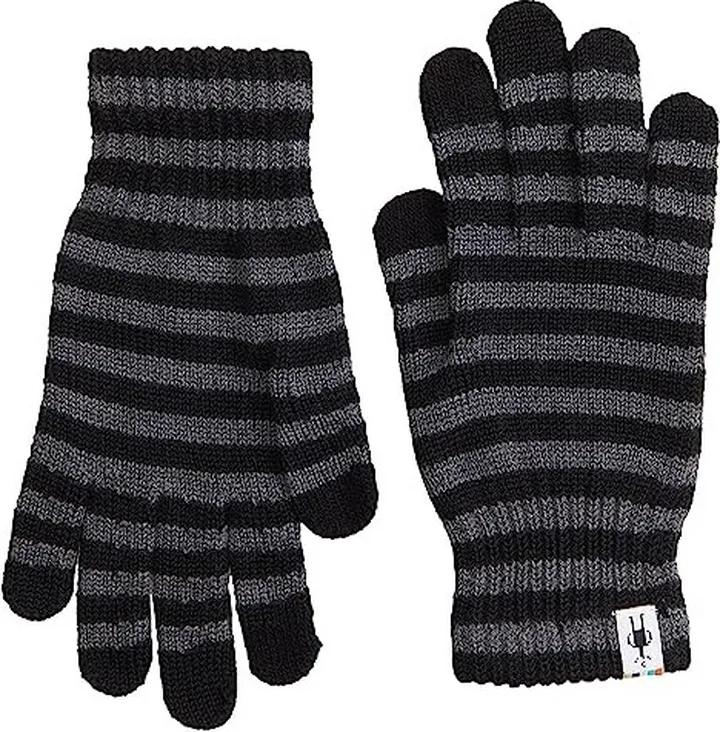 Smartwool Striped Liner Gloves (Black) Extreme Cold Weather Gloves