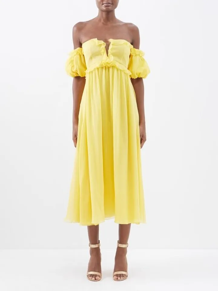 Off-the-shoulder Silk-georgette Midi Dress