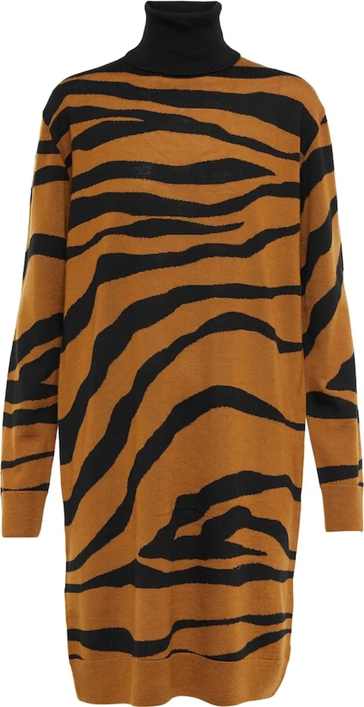 Zebra-print wool sweater dress