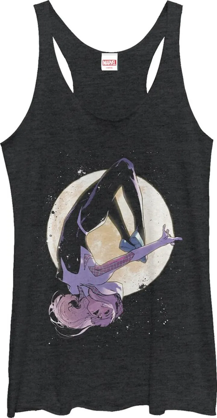 Women's Marvel Spider-Gwen Moon Racerback Tank Top - Black Heather - Medium