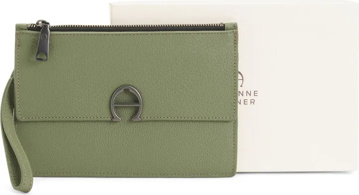 Leather Clare Medium Boxed Clutch With Double Compartment